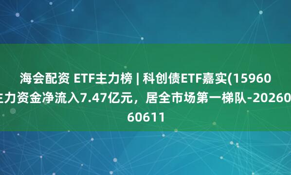 海会配资 ETF主力榜 | 科创债ETF嘉实(159600)主力资金净流入7.47亿元，居全市场第一梯队-20260611